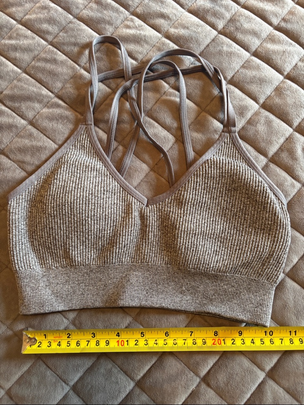 Aerie Ribbed Strappy Bralette in grey Comfortable Everyday Support small